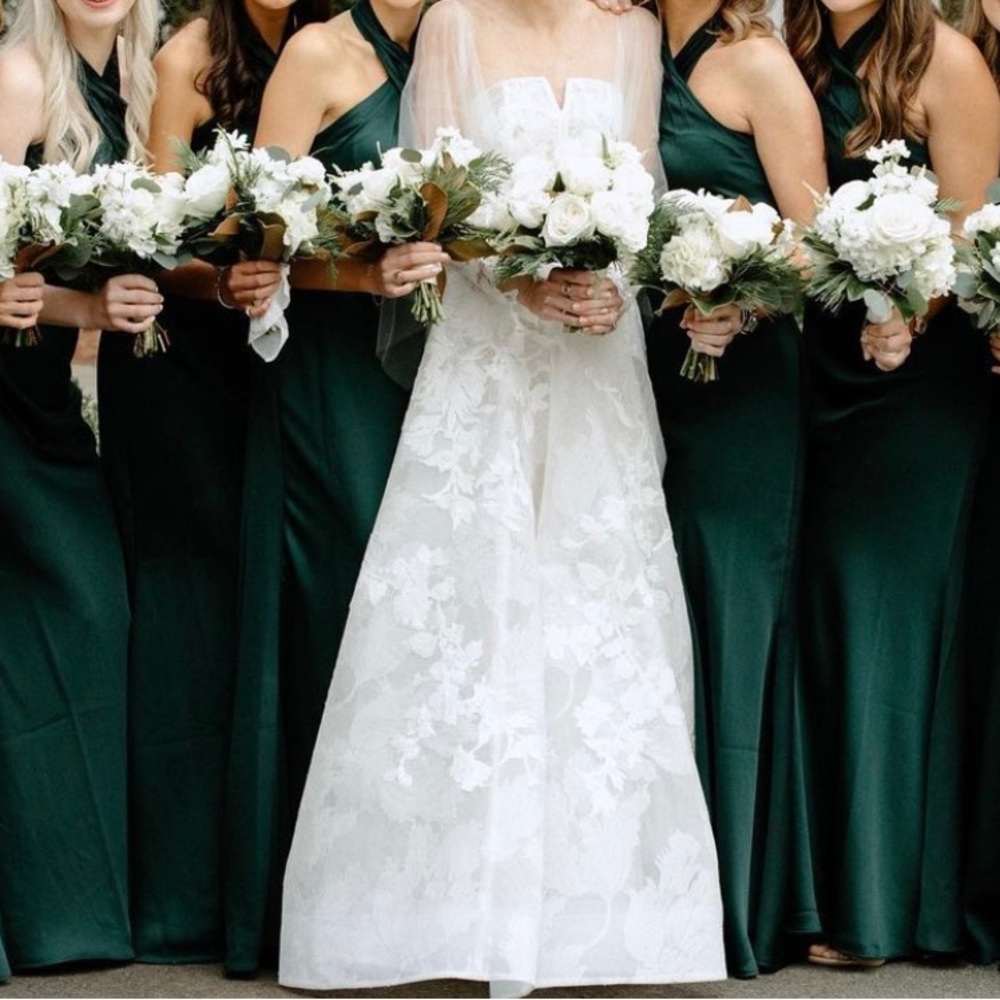BHLDN Ruby Satin Charmeuse Dress emerald green size 2, worn once & dry cleaned!